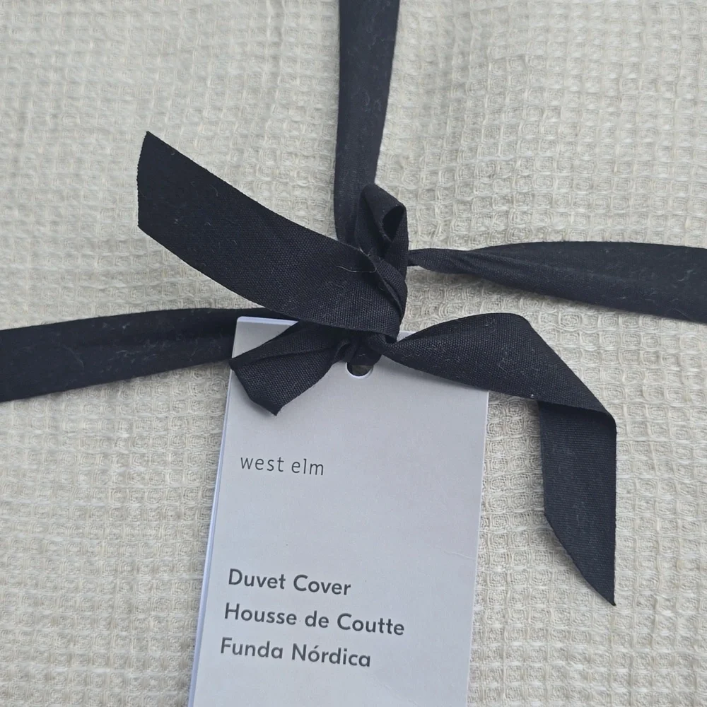 ❤️BUY 2 GET 1 FREE West Elm Flax Linen Waffle Duvet Cover, King & Full/Queen